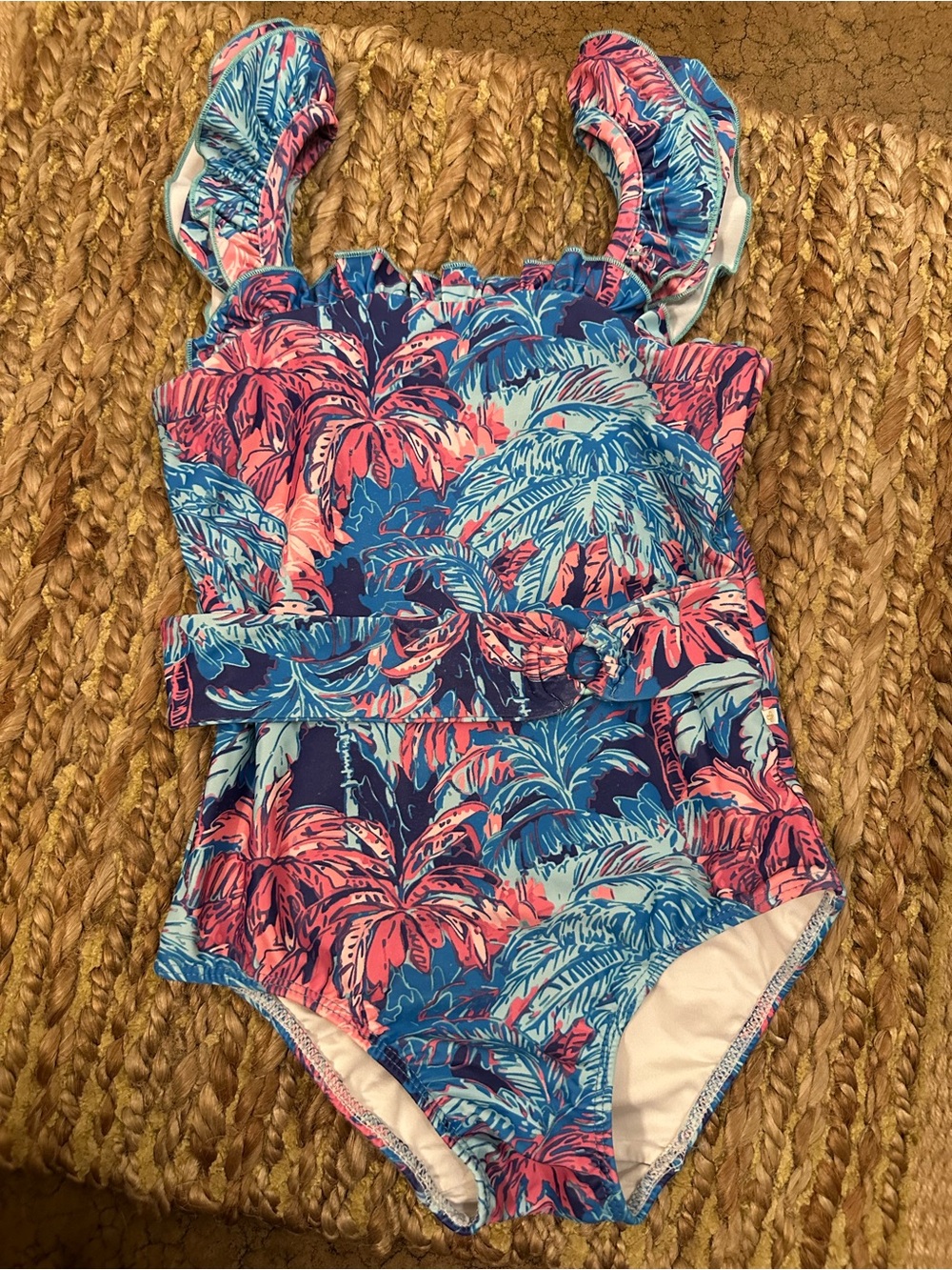 SweetHoney Girls' Tropical Palm One-Piece Swimsuit